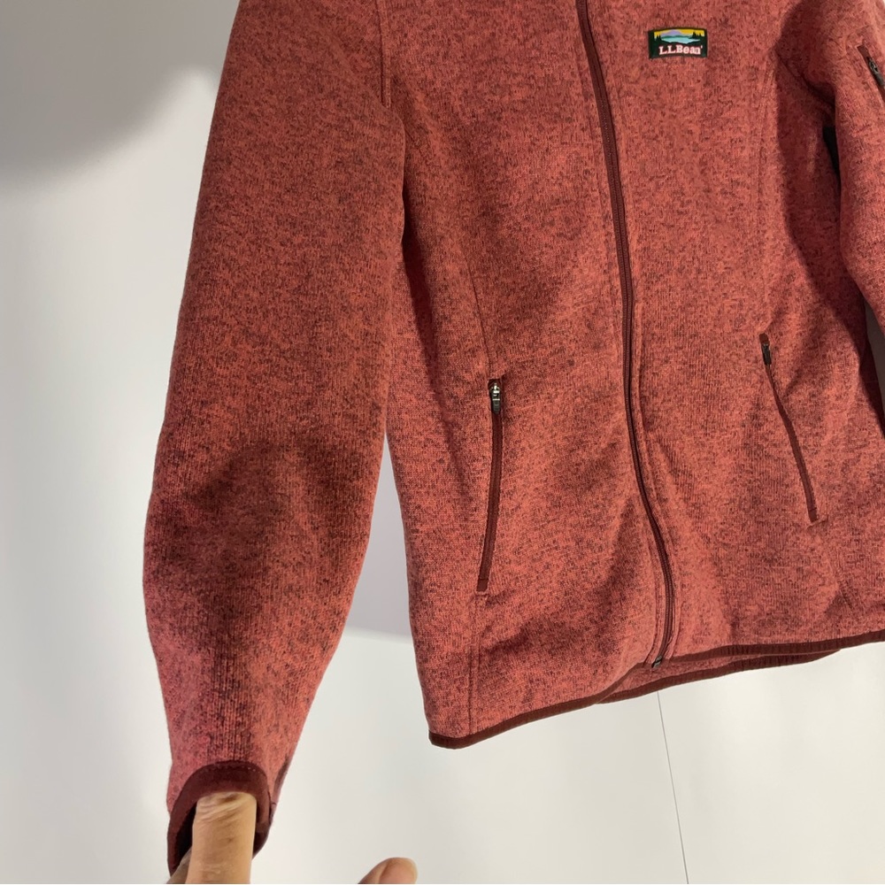LL Bean Sweater Fleece Full-Zip Long Sleeve Front Pockets Chest Logo Jacket XS - Picture 14 of 15